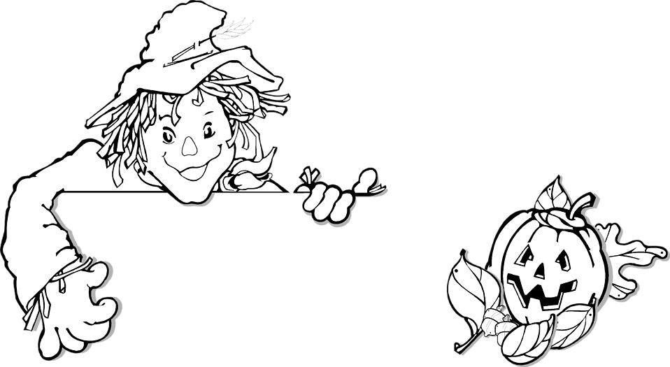 Scarecrow Vector Black And White Banner Freeuse - Halloween Jack-o-lantern Pumpkins Shower Curtain (958x525), Png Download