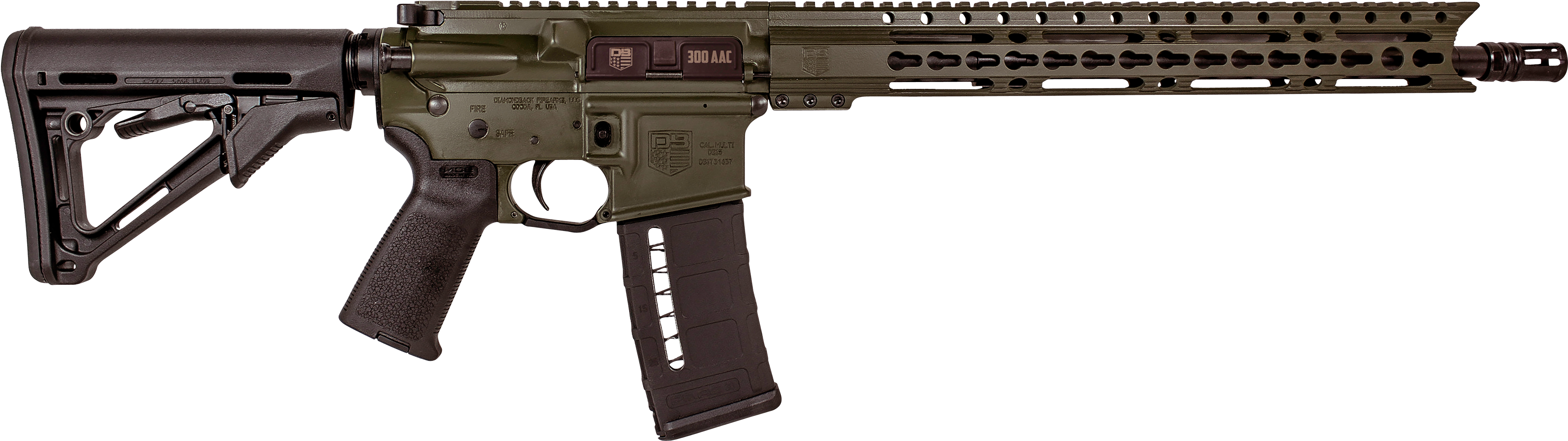 Diamondback Db15e300odg Db15 300 Bo Keymod Semi-automatic - Daniel Defense Ddm4v7 (4246x1314), Png Download