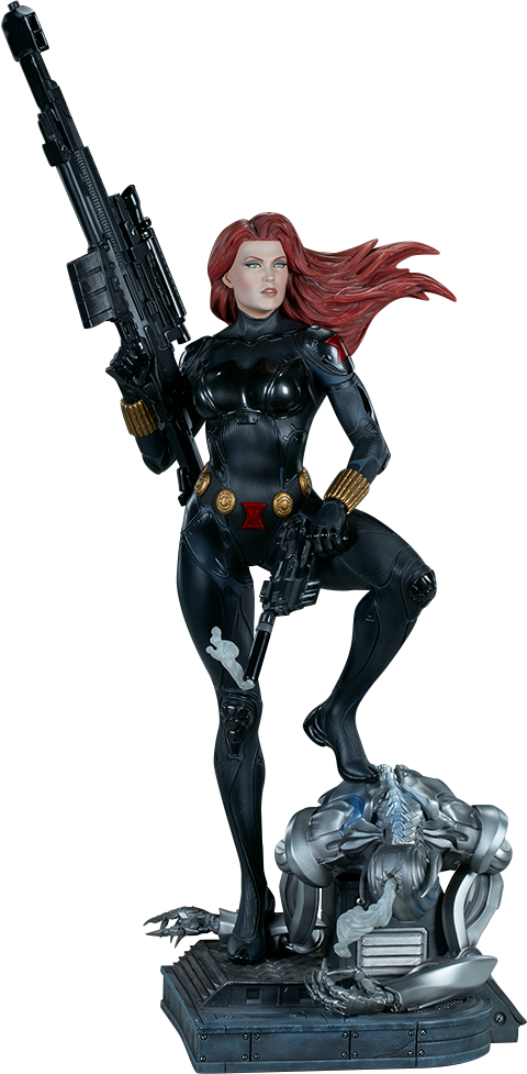 24" Marvel Premium Format™ Figure Black Widow - Black Widow (480x977), Png Download