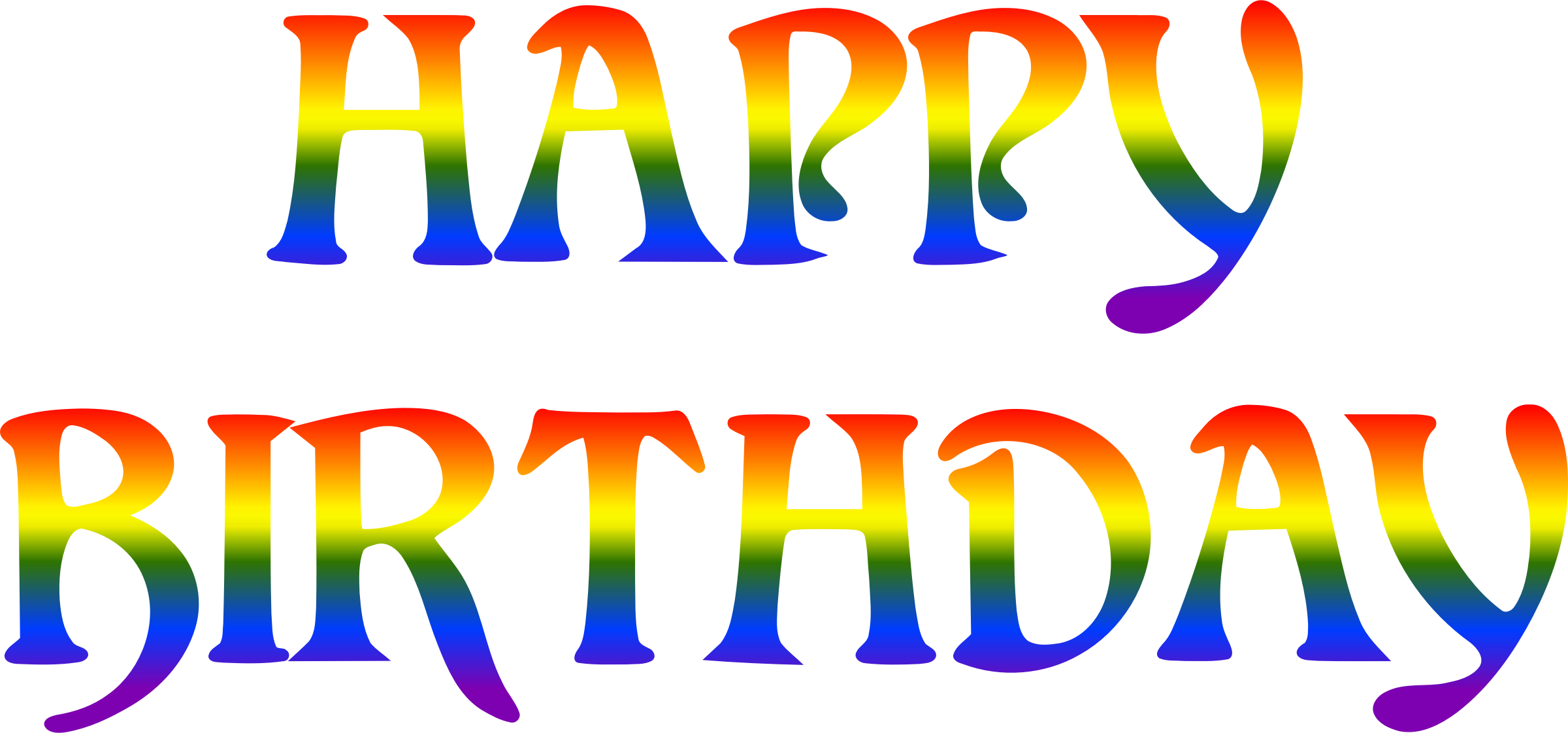 This Free Icons Png Design Of Happy Birthday Rainbow (2400x1122), Png Download