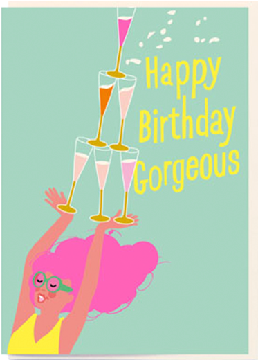 Birthday Funky Quirky Unusual Modern Cool Card Cards - Champagne (560x600), Png Download