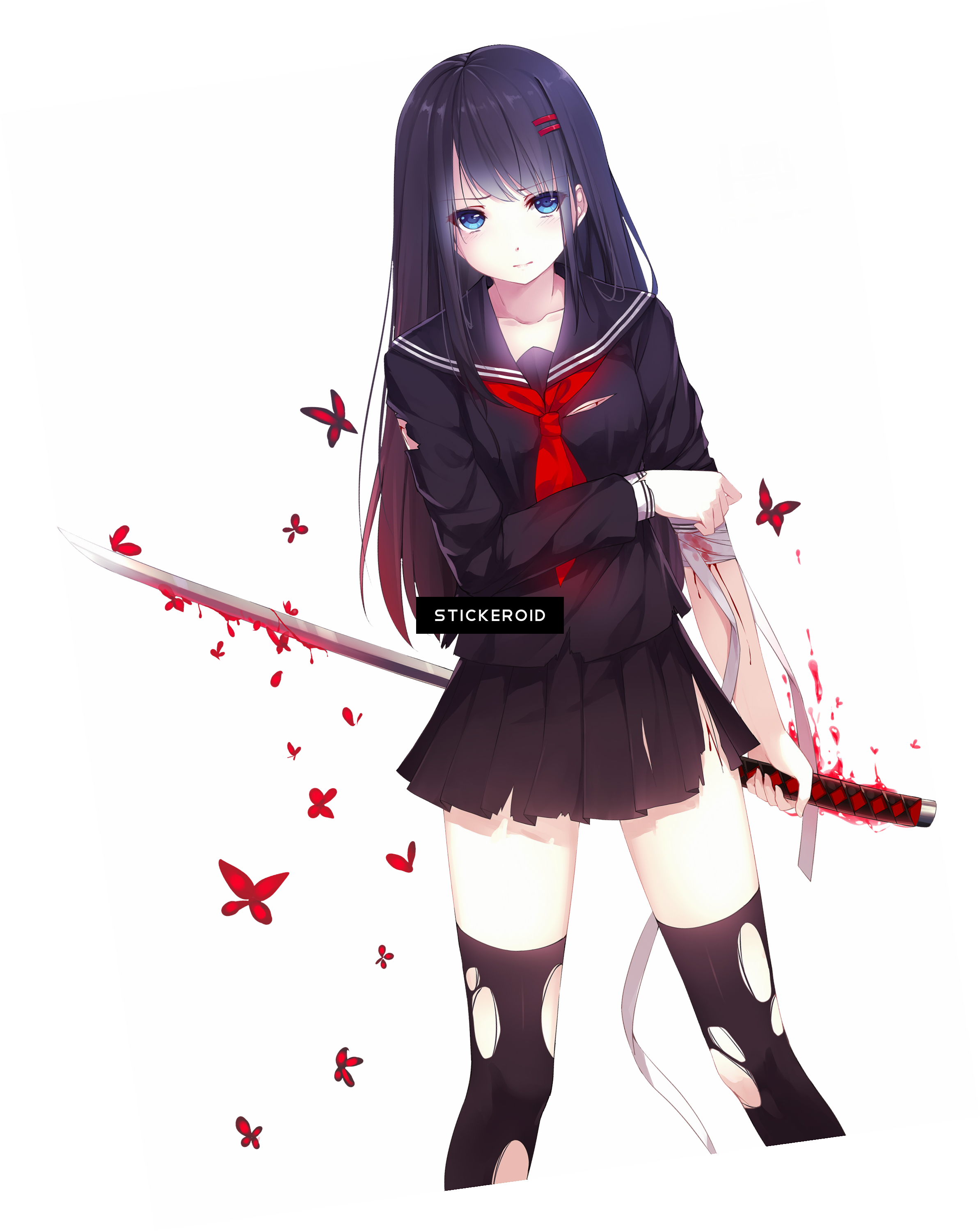 Anime Girl - Anime Girl With Blade (2388x2999), Png Download