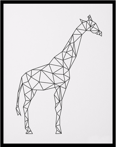 Giraffe Print Png Image Free Download - Geometric Giraffe A4 (600x600), Png Download