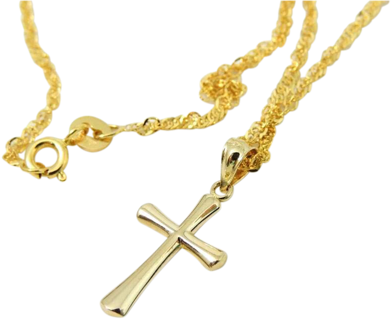 14k Gold Cross On 24" Diamond Rope Chain Italy Unisex - Png Cruz Con Cadena (785x785), Png Download