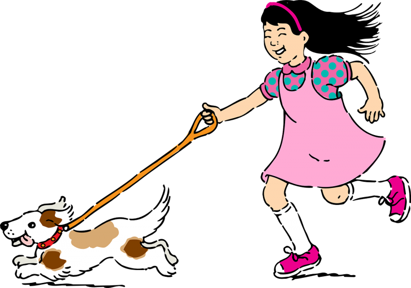 Girl With A Dog Clipart (800x561), Png Download