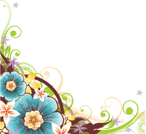 Coins,corners,bordures - Flower Vector Border Png (600x564), Png Download