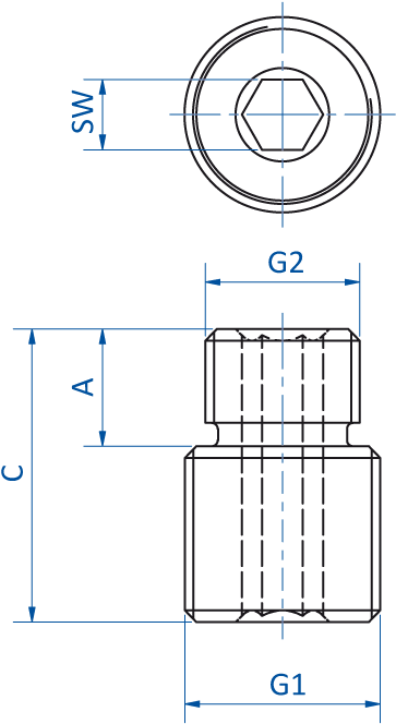Reducing Bushes With Hex Socket Sz Ga- Mmi - Diagram (800x800), Png Download