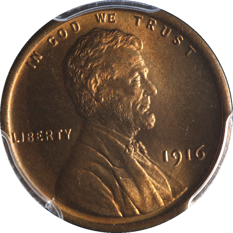 1916-p Lincoln Cent Pcgs Ms65rd Glowing Red Gem Great - Dime (800x800), Png Download