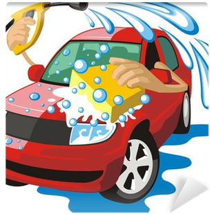 Car Washing Sign With Sponge And Hose Wall Mural • - Cleaning Car Vector (400x400), Png Download