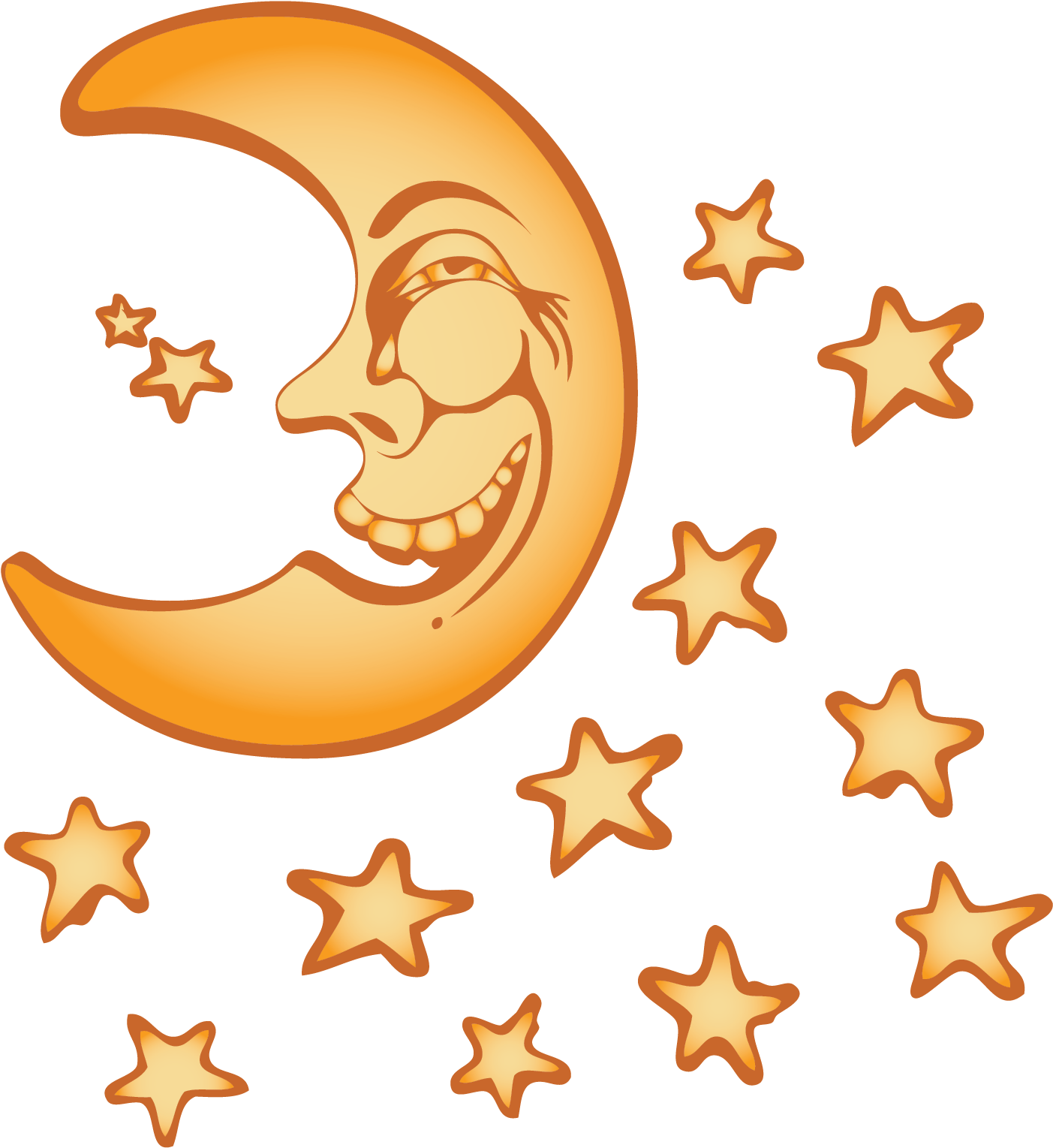 Vector Yellow Stars Moon Night Sky - Moon (2330x2330), Png Download