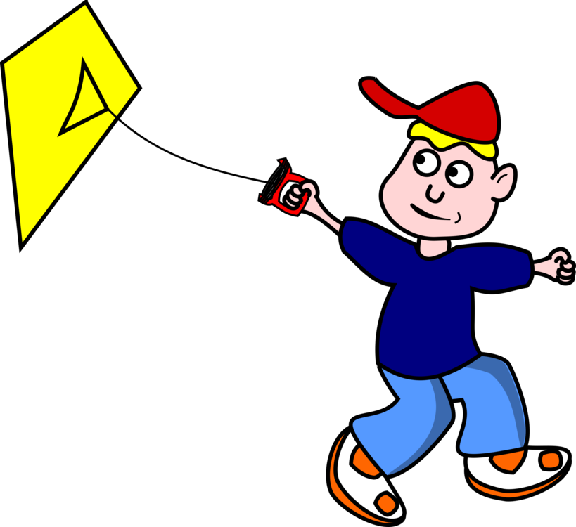 Kite Drawing Child Cartoon - Fly A Kite Cartoon (819x750), Png Download