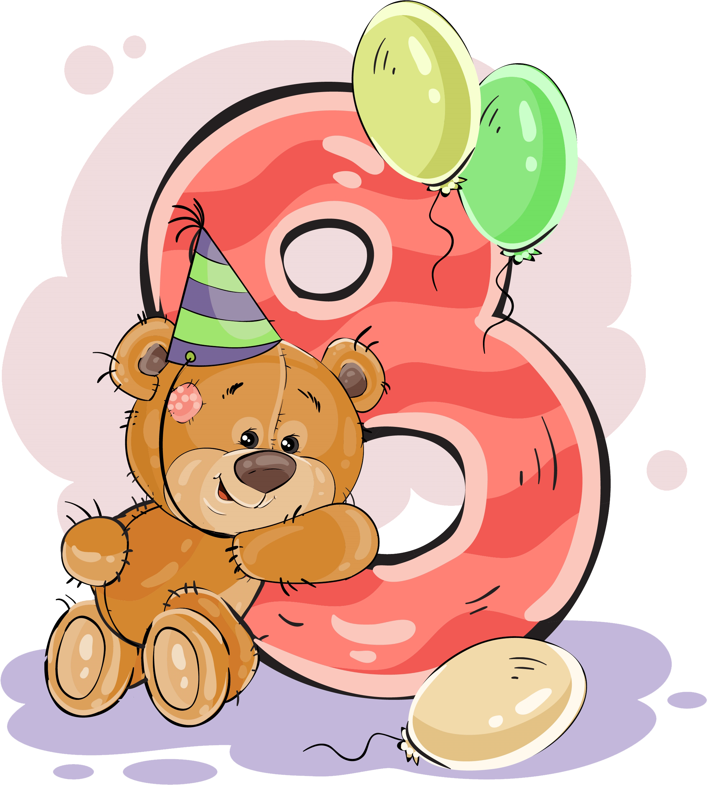 ‿✿ - - 8 - - ✿‿ - Ursinho Com Numero (2483x3082), Png Download