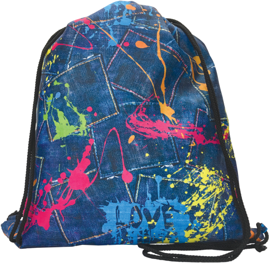 Paint Splatter Denim Drawstring Bag - Small Backpack Splatter Paint (550x550), Png Download