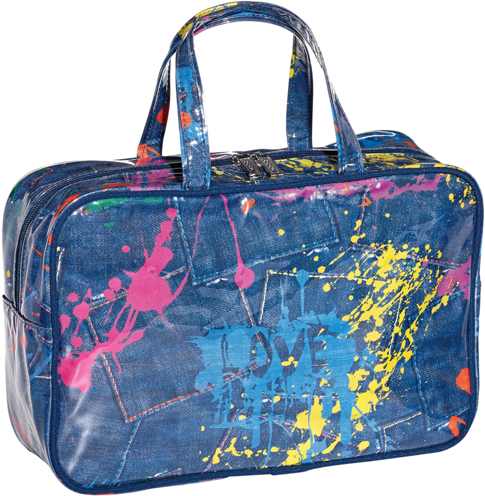 Denim Paint Splatter Cosmetic Bag - Hologram Print Makeup Bag (1060x1060), Png Download