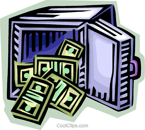 Safe Full Of Money Royalty Free Vector Clip Art Illustration - Open Safe With Money (480x433), Png Download