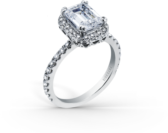Kirk Kara Carmella K1004dg-r - Kirk Kara "carmella" Emerald Cut Halo Diamond Engagement (660x660), Png Download