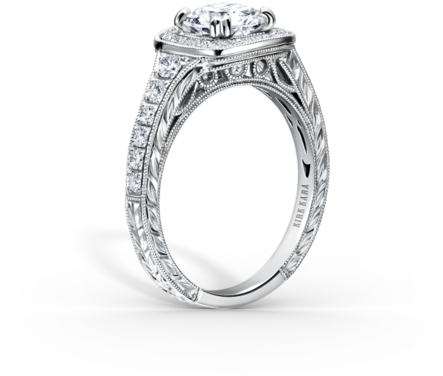 Kirk Kara Carmella K1170dc-r - 3.25ct White Cushion Halo Engagementset 925 Sterlingsilver (480x480), Png Download