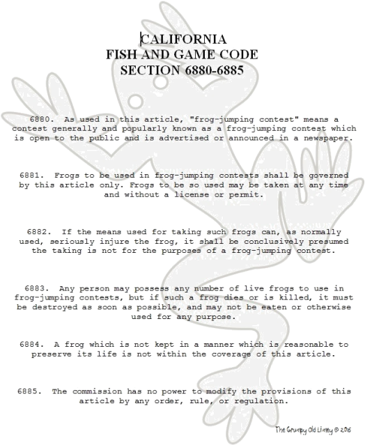 California's Crazy Frog Jumping Contest Law - Law (537x648), Png Download