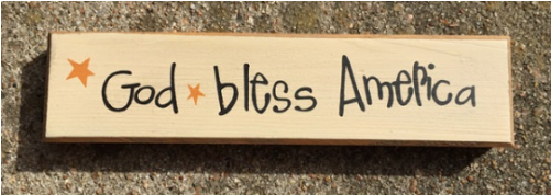 Primitive Wood Block 1637gba God Bless America - Label (500x500), Png Download