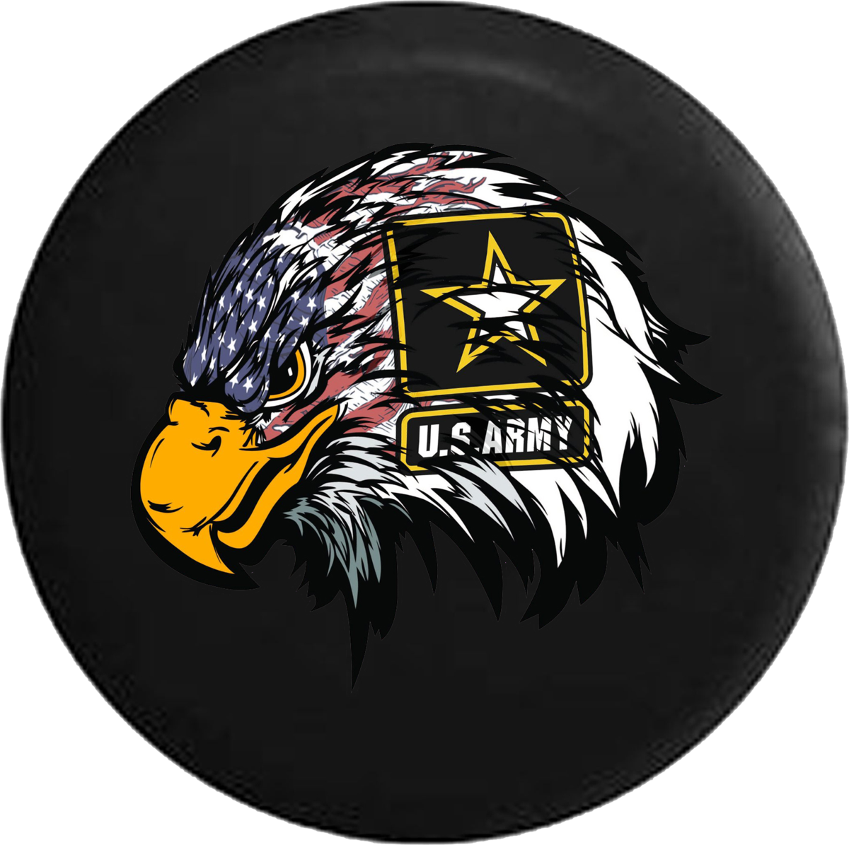 American Eagle Scowling Flag Feathers Military Jeep - Us Army (1024x1020), Png Download