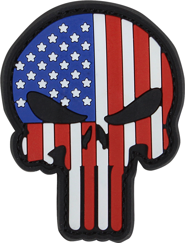 Pvc Punisher Patches - Punisher Skull American Flag Morale Patch (1000x1000), Png Download