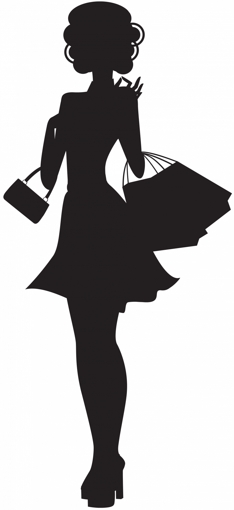 Woman Shopping Silhouette Png (817x1776), Png Download