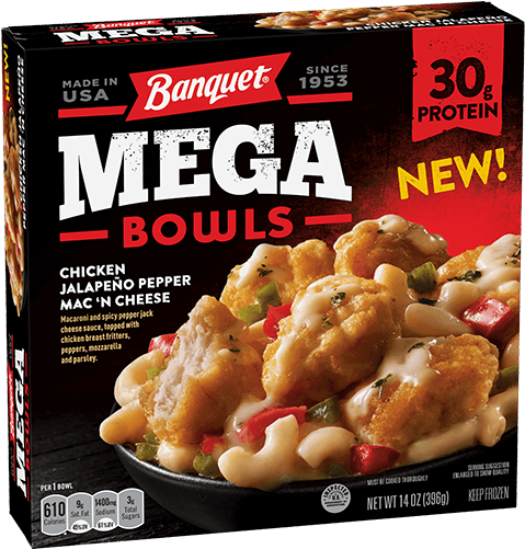 Chicken Jalapeno Pepper Mac 'n Cheese - Banquet Mega Bowls (550x550), Png Download