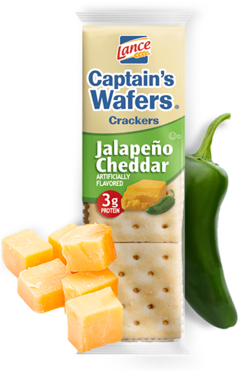 Captain's Wafers® Jalapeño Cheddar - Lance Captains Wafers Jalapeno Cheddar Sandwich Crackers (395x540), Png Download