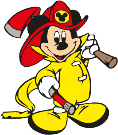 Mickey Mouse Fireman Logo Vector - Mickey Mouse Firefighter (518x518), Png Download