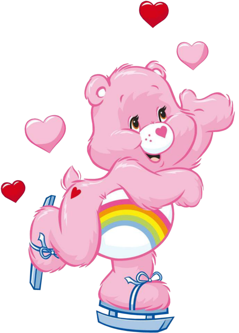 Cheer Bear Ice Skating - Care Bears Ice Skating (500x700), Png Download