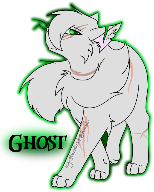 Ghost A Scar Covered, Long Furred Silver Tom With Piercing - Cartoon (529x645), Png Download