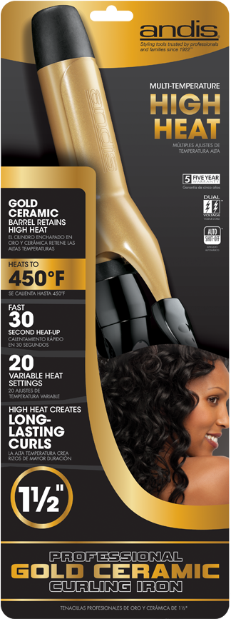 Andis 1-1/2-inch High Heat Ceramic Flat Iron, Black (780x920), Png Download