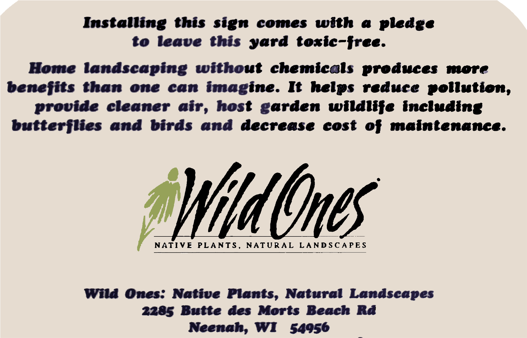 Pesticide-free Yard Sign - Wild Ones Native Plants (2025x2025), Png Download