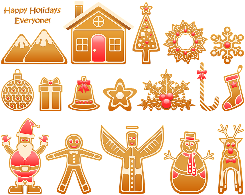 Happy Holidays Clipart 17, Buy Clip Art - Рождественские Пряники Пнг (889x720), Png Download