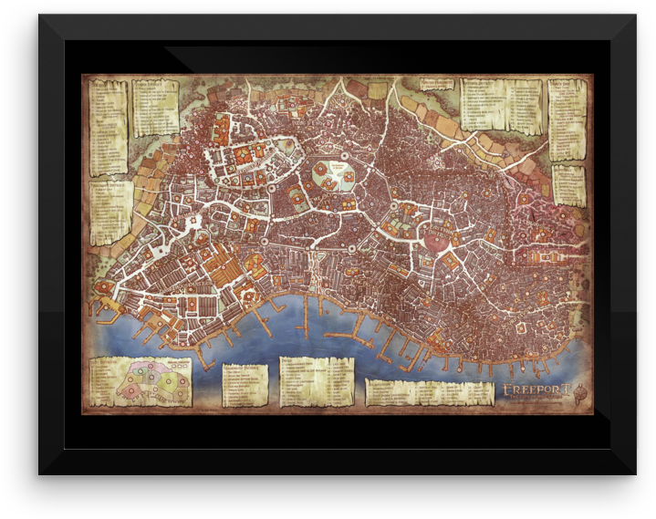 The City Of Adventure Map Framed Photo Paper Poster - Poster (1000x1000), Png Download