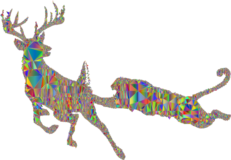 Deer And Mountain Lion Silhouette Mesh Polyprismatic - Lion And Deer Drawing (780x542), Png Download