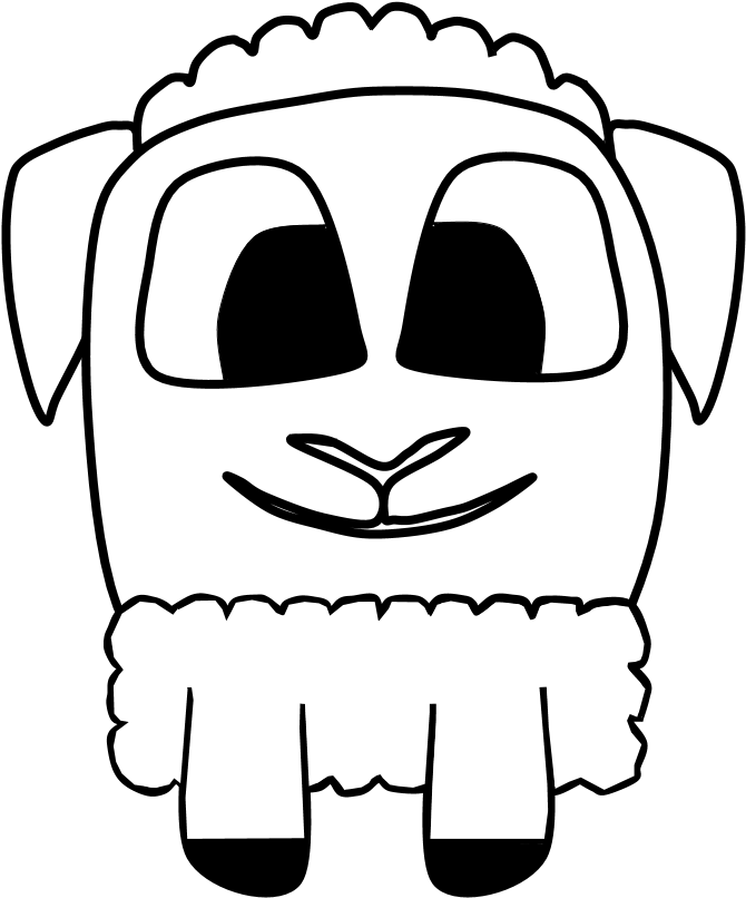 Sheep, Big Eyes, Black And White, Cartoon Animal, Png - Sheep (816x1056), Png Download