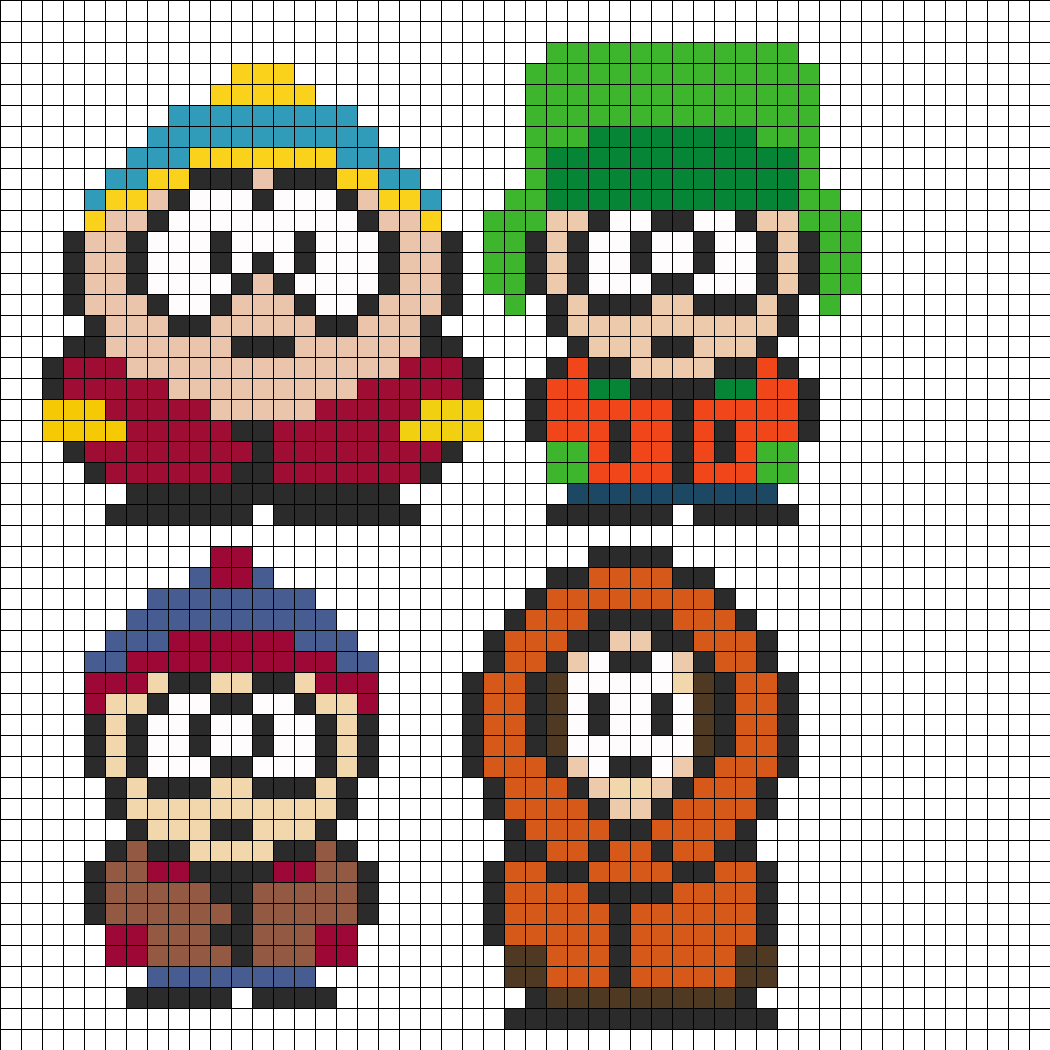 South Park Perler Bead Pattern - Kandibylina Rave Kandi! 5 Random Perler Bead Bracelets! (1050x1050), Png Download