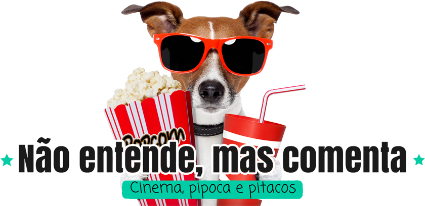 Não Entende, Mas Comenta - Dog Holding Soda And Popcorn Wall Decal Design With (1200x407), Png Download