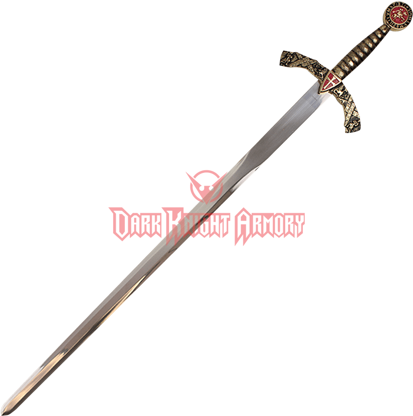 Cross Shield Excalibur Sword With Plaque - Sword (850x850), Png Download