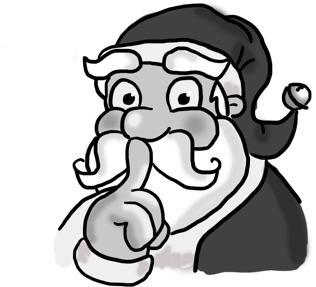 A Holiday Guide To Finding The Most Meaningful Secret - Secret Santa Black And White (1300x954), Png Download