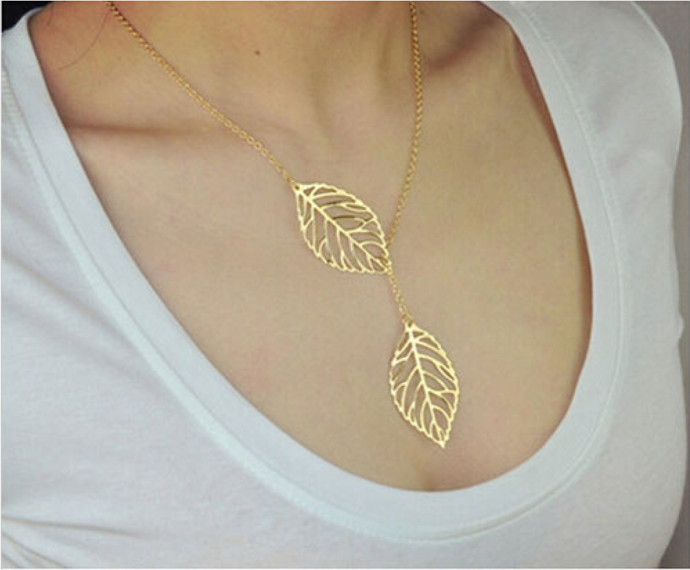 Gold Chain Necklace Png Graphic Download - ガールズジュエリー Performa New Double Leaf Hollow Pendant Gold (1000x1200), Png Download