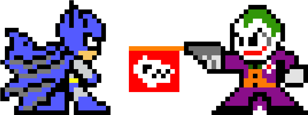 Batman V Joker Pixelart - Pixel Batman And Joker (1328x592), Png Download