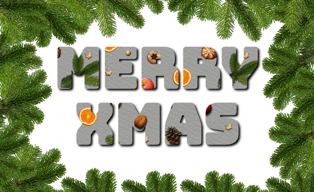 Merry Christmas Text Effect - Free Christmas Backgrounds (1010x618), Png Download