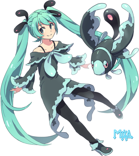 Resultado De Imagem Para Vocaloid Miku Png - Hatsune Miku X Pokemon (531x596), Png Download