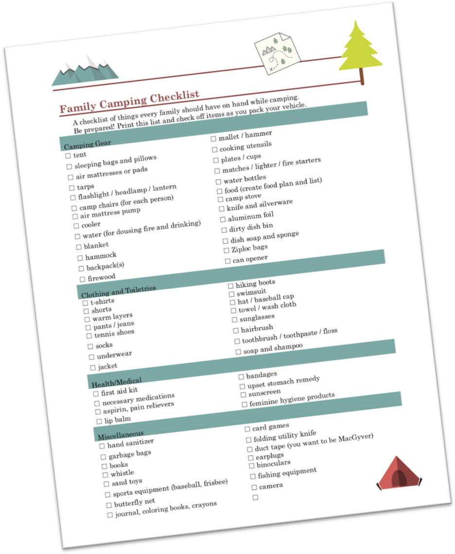 Family Camping Checklist Preview - Poster (941x1145), Png Download