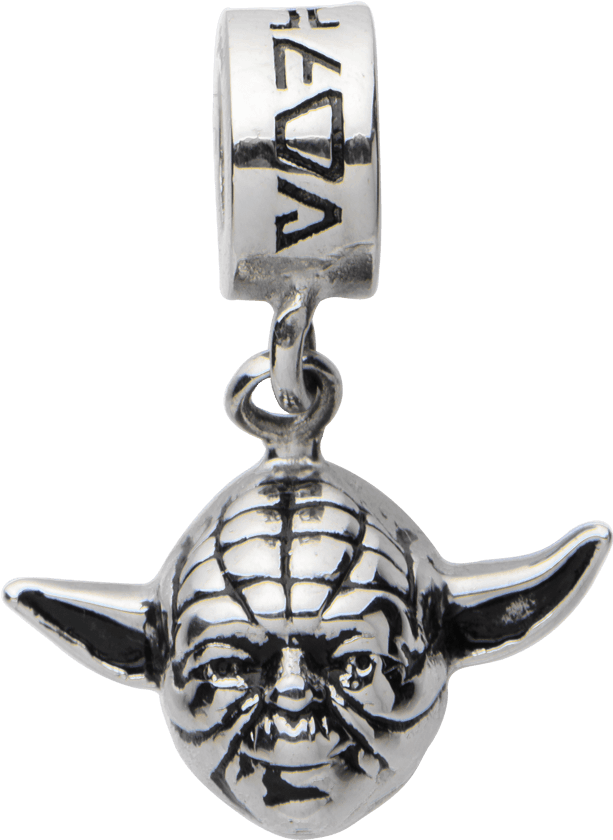Stainless Steel Star Wars Yoda Head Dangle Charm (850x850), Png Download