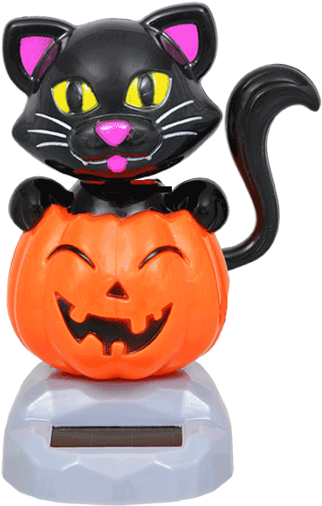 Bulk Plastic Solar-powered Dancing Cats With Pumpkins, - Greenbrier Solar Powered Dancing Halloween Black Cat (576x576), Png Download
