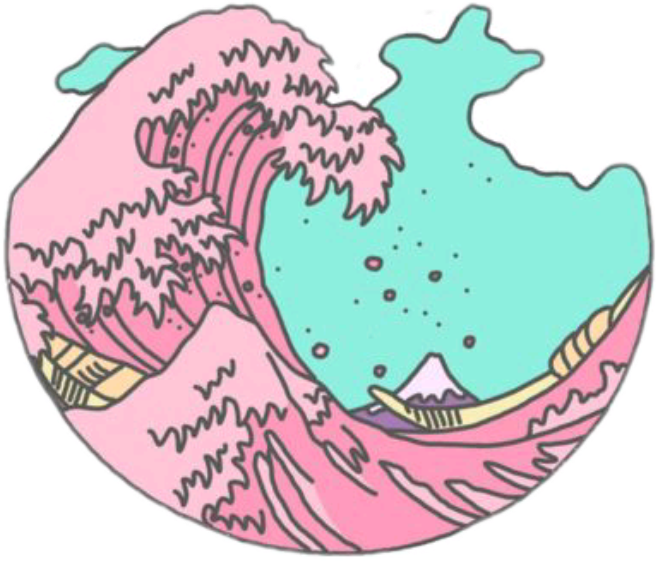 Wave Vaporwave Pink Tumblraesthetic Tumblr Parchefreeto - Kawaii Wave (659x561), Png Download