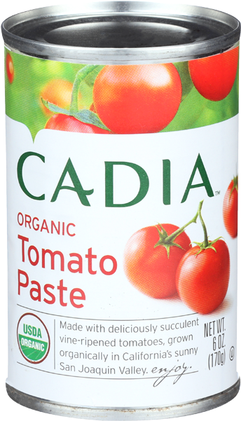 Cadia Organic Tomato Paste Can-6 Oz - Cadia Organic Crushed Tomatoes With Basil (650x650), Png Download